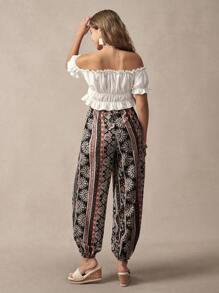 SHEIN 2pcs Maternity Solid Color Off Shoulder Short Sleeve Top & Pants Set