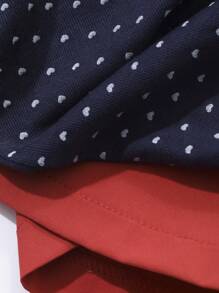 DAZY 2pcs/Set Young Girl Heart Print Vest Top & Mini Skirt - Navy Blue - View 5