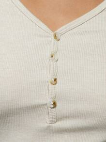 Musera Sport Button Front V-Neck Long Sleeve Top , Padel, Tennis, Pickleball Gym Fitness - Apricot - View 6