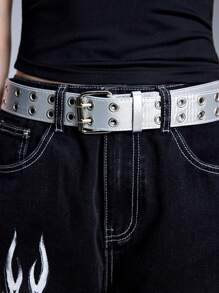 ROMWE Grunge Punk 1 Pc Ladies' Dual Air Vent Waist Belt, Suitable For Pairing With Jeans