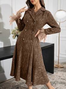 Modelyn Women Casual Minimalist Dress For Everyday Wear Long Evening Dresses - Coffee Brown - View 4