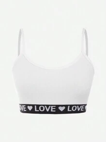 Valentine's Day Valentine's Clothes Valentine's Decorations 4pcs/Set Girls Ribbed Camisole Underwear Set, Soft, Comfortable, Versatile, Casual, Can Be Worn Year-Round (4 Pieces Sold Separately)