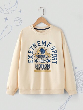 Teen Boy Crew Neck Long Sleeve Simple Fashion Casual Daily Sweatshirt