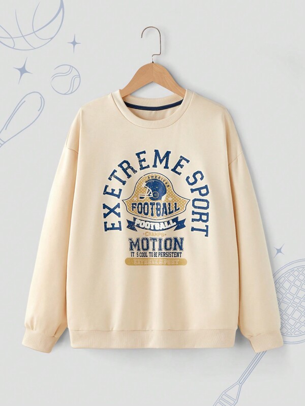 Sudadera casual de cuello redondo y manga larga, estilo simple y de moda para adolescentes