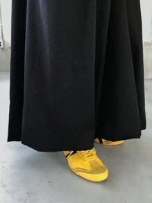 FRIFUL Falda larga de mujer en silueta suelta color negro con ribete de contraste, para primavera/verano - Negro - Ver 6