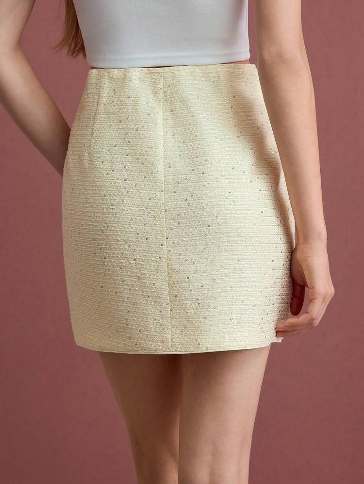 TWEED DOUBLE BELTED SKIRT