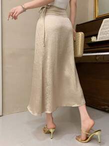 DAZY Solid Color Criss-Cross Backless Skirt For Women