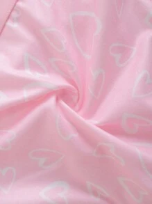 2pcs/Set Young Girls Lace & Heart Print Comfortable Bra And Panty Set, Cute & Sweet Intimate Apparel For Teenagers - Pink - View 3