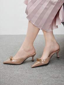 CUCCOO BIZCHIC 女士尖头金属链装饰时尚日常穿着高跟鞋