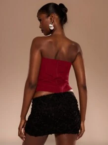 MUSERA Buckle Bandeau TopSexy Vacation Summer Ibiza Fall, Autum, Winter, - Burgundy - View 3