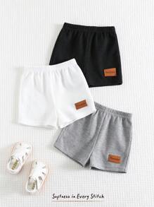 Cozy Pixies 3pcs Set Baby Boy Decorated Elastic Waist Shorts Casual Versatile - Multicolor - View 1