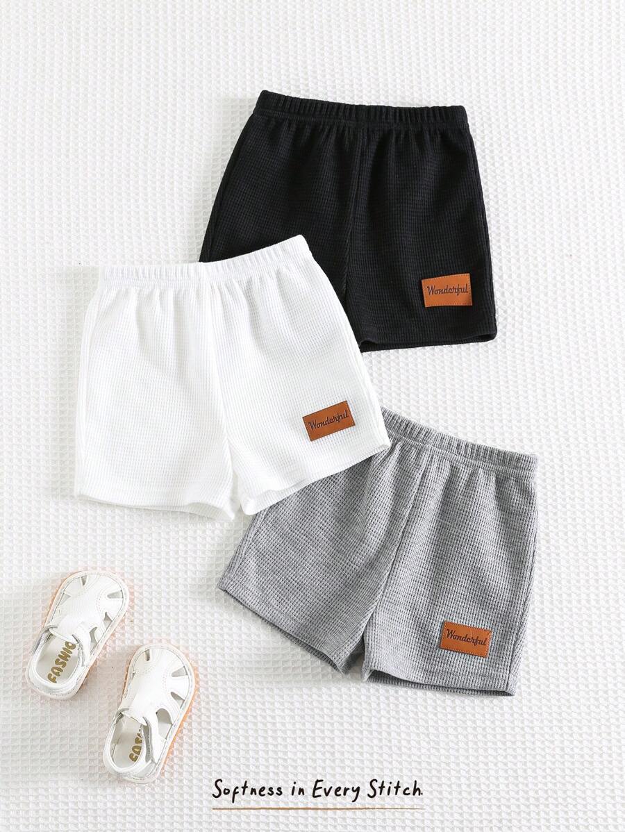 Cozy Pixies 3pcs Set Baby Boy Decorated Elastic Waist Shorts Casual Versatile - Multicolor - View 1