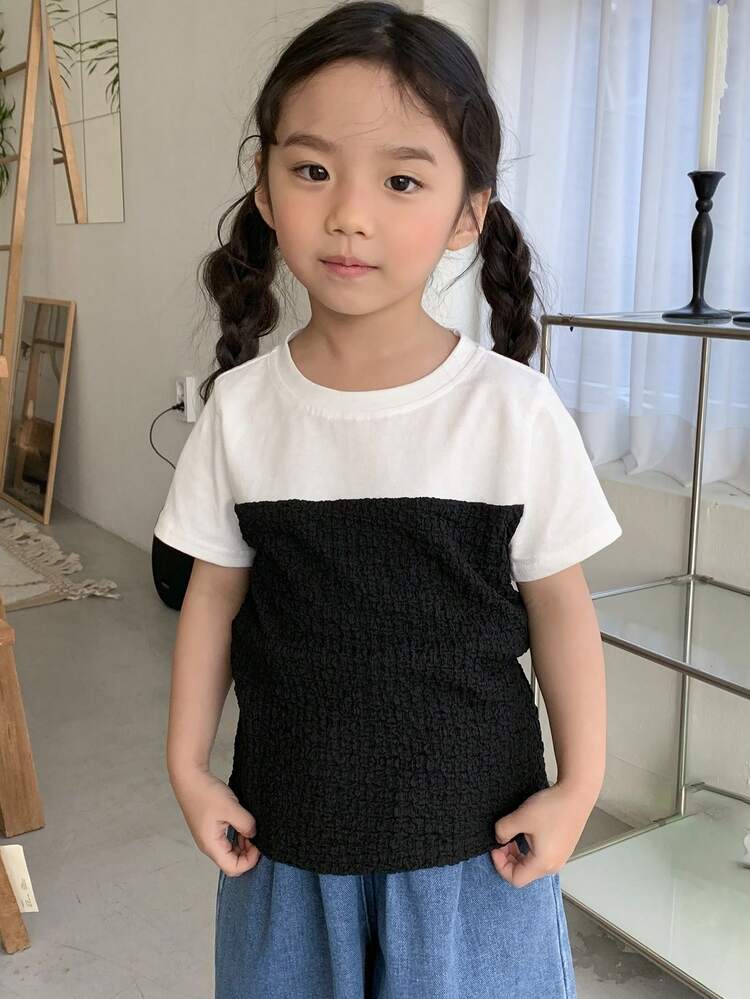 Young Girl Casual Minimalist Short Sleeve T-Shirt, For Daily Wear, Summer
