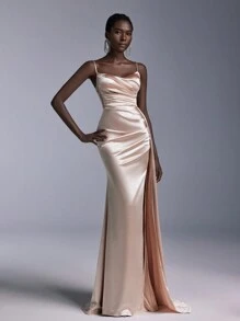 Elitara Đầm dạ hội đuôi cá xẻ tà cao xẻ cao ren gợi cảm quyến rũ, váy dạ hội, váy dạ hội trang trọng thanh lịch, dành cho khách dự tiệc cưới, tốt nghiệp, tiệc tối, váy dự tiệc - Rượu sâm banh - Xem 4