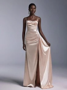 Elitara Đầm dạ hội đuôi cá xẻ tà cao xẻ cao ren gợi cảm quyến rũ, váy dạ hội, váy dạ hội trang trọng thanh lịch, dành cho khách dự tiệc cưới, tốt nghiệp, tiệc tối, váy dự tiệc - Rượu sâm banh - Xem 7