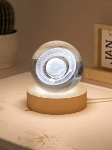 Teckwe 3D Crystal Ball Night Light Series, Galaxy, Moon, Solar System, Saturn - Desk Decor, LED Night Light Space Theme Crystal Night Light, Suitable For Bedroom,  Study, Room Decor, Back To School Gifts