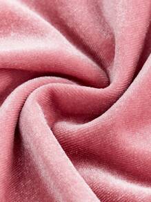 SHEIN Tween Girls Velvet Off Shoulder Ruched Spaghetti Strap Casual & Party Elegant Princess Dress - Pink - View 5