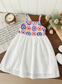 LMoss Kids LMoss 少女碎花拼布梭织紧身背心连衣裙 - 紅色 - 查看 3