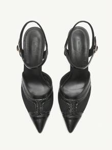 CUCCOO CHICEST Modische spitz zulaufende, Cut Out, atmungsaktive High-Heel-Sandalen für Frauen, schwarz