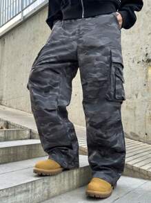 Manfinity Roghcode Men's Camouflage Casual Pants, Minimalist Fashion For Daily Wear - Army Green - View 4