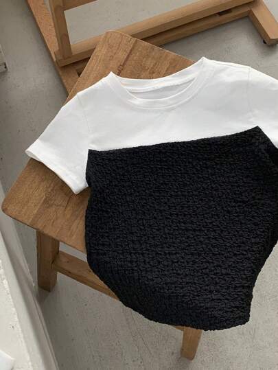 DAZY Young Girl Casual Minimalist Short Sleeve T-Shirt, For Daily Wear,Girls Summer Outfits