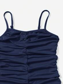 SHEIN Girlism Vestido plisado de unicolor con tirantes para niña adolescente