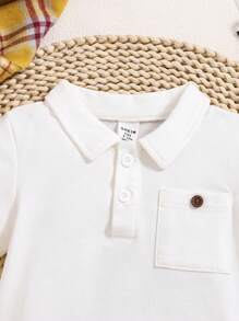 Souflis Souflis 男婴夏季新款白色休闲运动柔软纯棉POLO连体衣，带便捷口袋设计