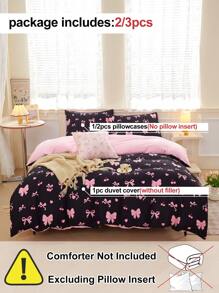2/3件套印花床上用品套装，1件被套+1/2件枕套（不含被芯），柔软透气，时尚可爱，是卧室和宿舍装饰的理想之选，适用于单人床、双人床、大号床、特大号床，通过Oeko-Tex认证 - 彩色 - 查看 4