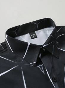 Manfinity Homme Men's Geometric Print Casual Long Sleeve Shirt For Autumn