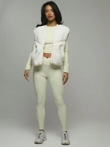 Musera Sport Reißverschluss Fleece Weste, gemütlich, aktiv, lässig, Sportbekleidung - Aprikosenfarben - Übersicht 4