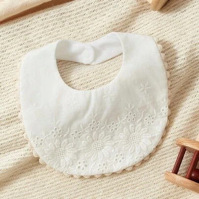 Cozy Pixies 1 Pc High Quality Lace Embroidered Baby Bib, Princess Style Floral Trim, Perfect For Wedding & Teething