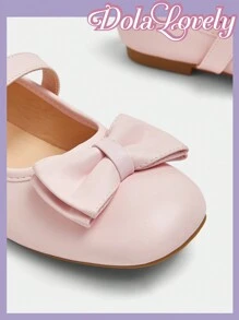 Dola Lovely 1 Pair Women's Mary Jane Flats, Pink Bow & Rhinestone Slip-On Casual Shoes, Comfortable & Versatile For Outdoor Wear - Pink - View 7