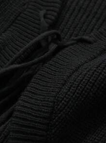 FRIFUL Women's Black Cropped Cardigan With Tie, Spring,Fall Clothes