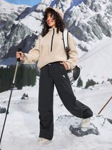 In My Nature Pantalones de senderismo para mujer con cintura con cordón y bolsillos inclinados, para otoño/invierno