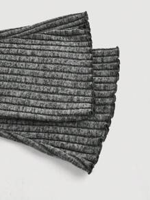 SHEIN MOD 大码露肩深灰色和黑色喇叭袖 T 恤，不对称下摆，二合一 T 恤，秋冬女式 T 恤，返校节，商务休闲女式 T 恤，教师，外出服装，办公室服装，返校女式 T 恤，女式工作上衣，修身衬衫，衬衫，说唱歌手衬衫，韩国时尚，文艺复兴博览会，老钱风格，新年，情人节 - 深灰色 - 查看 4