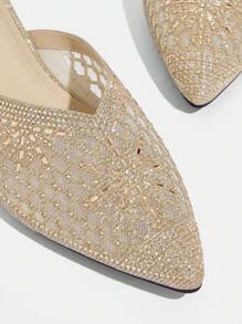CUCCOO TILAWA Women's Autumn/New Fashion Rhinestone Shiny Pointed Toe High Heel Slip-On Party Casual Shoes Spring Shoes Spring Break Easter Prom Heels