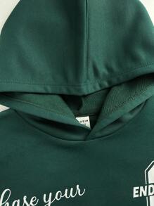 SHEIN Sudadera con capucha informal de ajuste holgado con estampado gráfico para niños preadolescentes