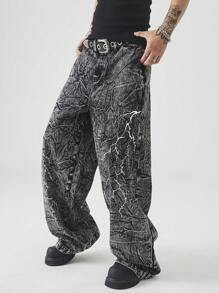 Manfinity EMRG Men's Fashion Vintage Washed Denim Jeans - Black - View 4