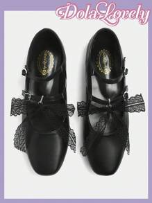 Dola Lovely 1 Pair Women's Flat Mary Jane Shoes With Bow, Pink, Versatile And Comfortable For Casual Wear - Black - View 5