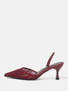 CUCCOO CHICEST 女士红色尖头时尚水钻装饰高跟鞋