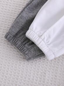 2 Pieces Baby Boys' Casual Cartoon Character Print Pants Set - Multicolor - View 6