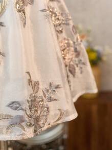 SHEIN 年轻女孩纯色拼布提花紧身休闲连衣裙