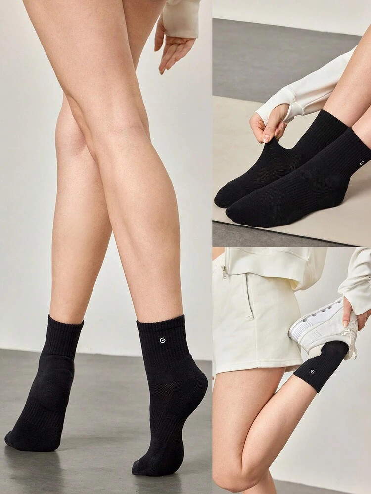 Calcetines negros cómodos y abrigados para mujer, para uso diario