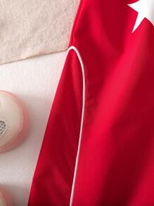 SHEIN Baby Girl Cute Star Print Elastic Waist Pants, Red, Versatile, Autumn/Winter - Red - View 7