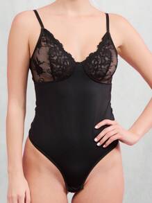 TryMe 深 V 杯蕾丝塑身衣紧身内衣 - 黑色 - 查看 6