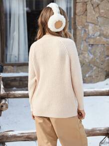 Aveloria Jersey de cuello alto suelto tejido grueso y versátil para mujer