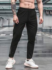 Manfinity Sport Corelite Men's Solid Color Simple Casual Sports Pants, Fashionable For Daily Wear - Grey - View 4