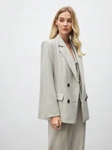 BizChic Blazer de color albaricoque de manga larga, atuendo de negocios, apropiado para fiestas de Año Nuevo, citas de San Valentín, y conjuntos de primavera y verano para mujeres