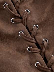 SHEIN MOD 大码军绿色索环系带复古背心