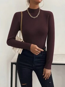 Chiquease Dames effen kleur thermisch gevoerde lange mouwen casual trui, herfst/winter